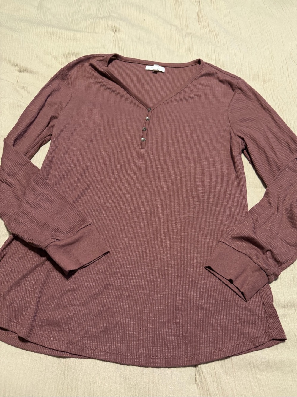 Maurices Mauve Long Sleeve Henley Top